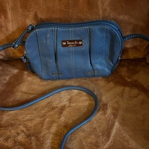 Tignanello Blue Leather Crossbody Bag